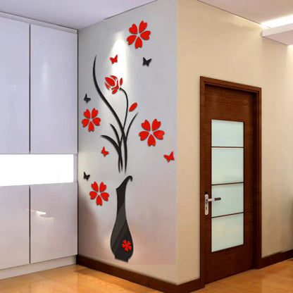 DIY Vase Flower 3D Wall Sticker