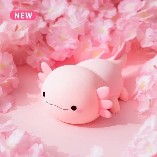 AxolotlGlow Silicone Night Light - USB Rechargeable Touch-Control Nursery Lamp for Babies & Kids