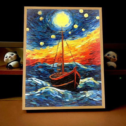 Van Gogh Art Anime LED Light Painting Room Decor,Wireless Charging Mood Light,USB Lamp Wall Decororation,Night Light Home Gift