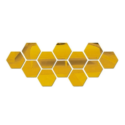 6/12pcs 3D Hexagon Mirror Wall Sticker