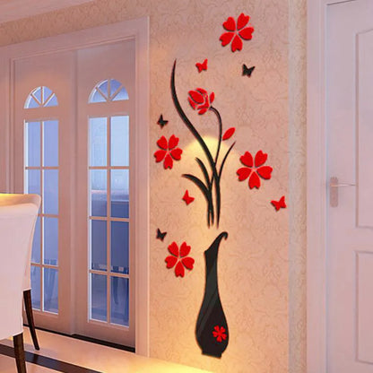 DIY Vase Flower 3D Wall Sticker