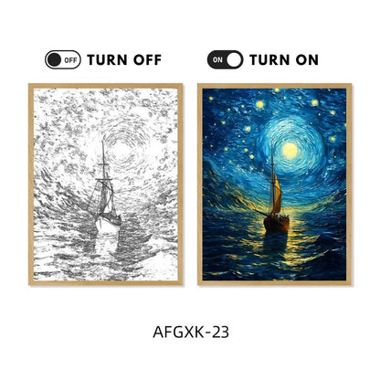 Van Gogh Art Anime LED Light Painting Room Decor,Wireless Charging Mood Light,USB Lamp Wall Decororation,Night Light Home Gift