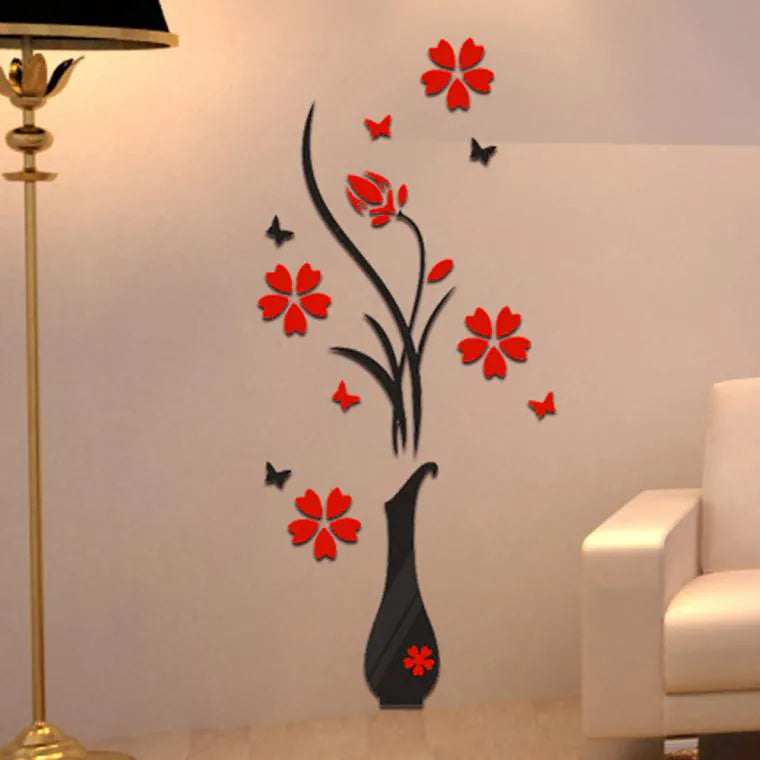 DIY Vase Flower 3D Wall Sticker