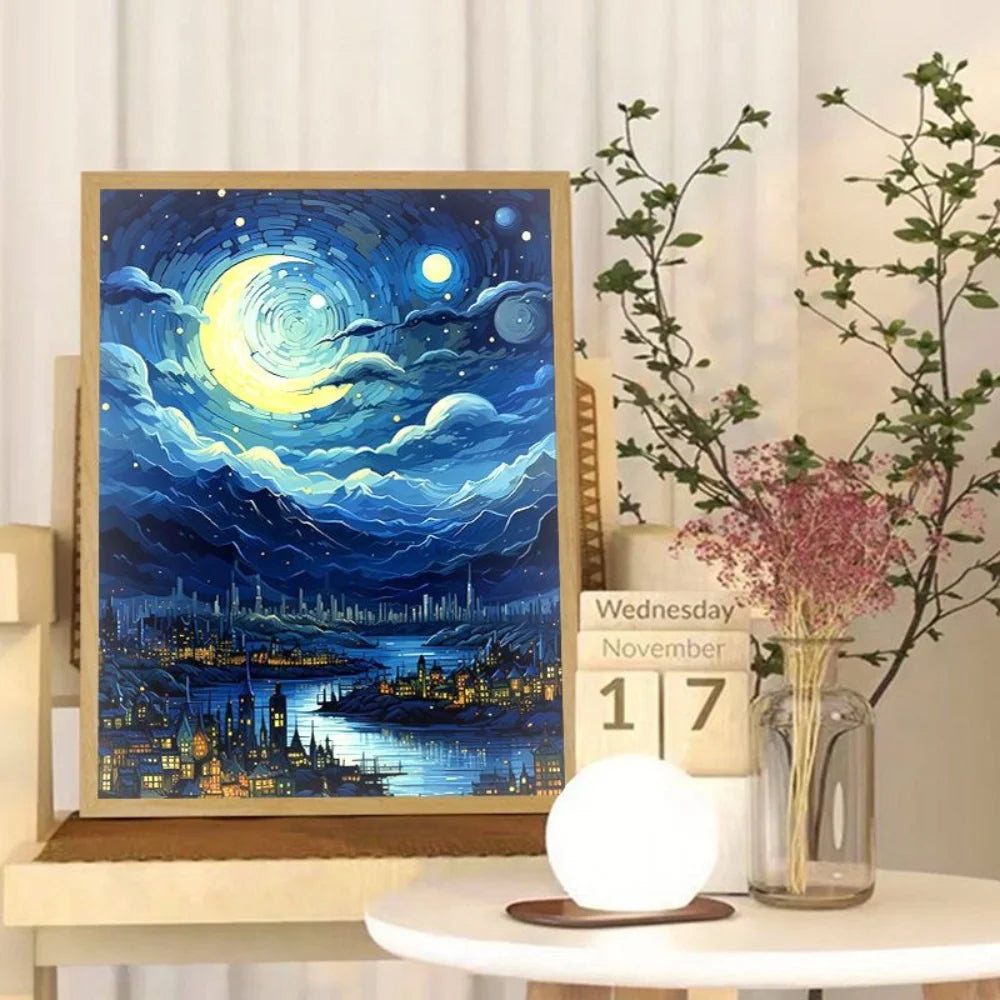 Van Gogh Art Anime LED Light Painting Room Decor,Wireless Charging Mood Light,USB Lamp Wall Decororation,Night Light Home Gift