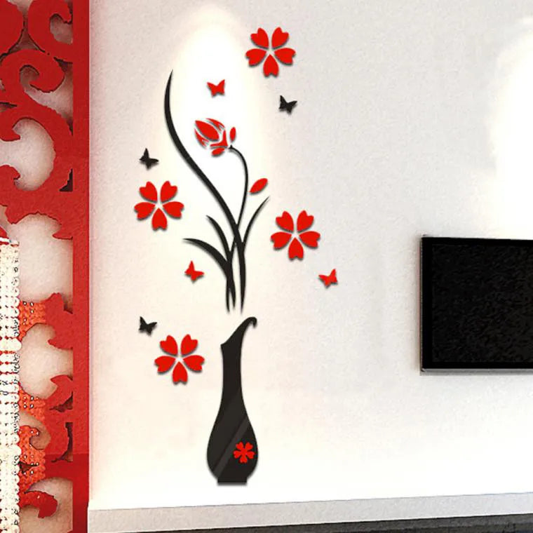 DIY Vase Flower 3D Wall Sticker