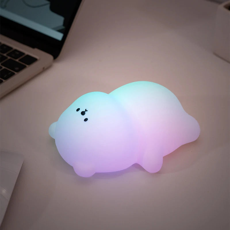 PandaGlow Silicone LED Night Light - USB Rechargeable Touch Lamp with Timer for Bedroom & Kids' Decor